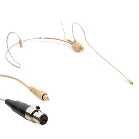 Airwave Technologies HSD-TITANIUM SLIM CLIP Omni-Directional Dual Ear Headset Microphone, T4 Shure Compatible, Tan