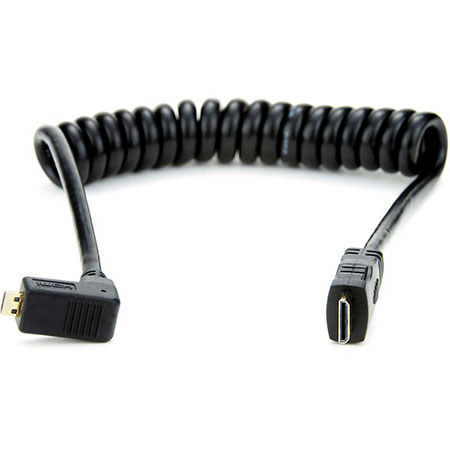 Atomos 11.81"/30cm Coiled Right Angled Micro HDMI to Straight Mini HDMI Cable