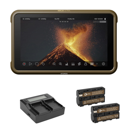 Atomos Ninja Ultra 5.2" HDR Monitor-Recorder, Bundle with 2x NP-F550 Battery and Dual Smart Charger Kit