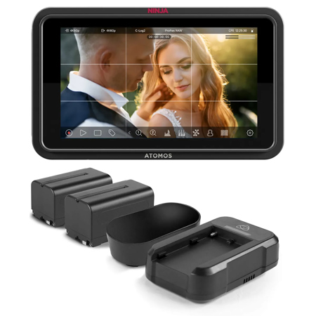 Atomos Ninja TX GO 5.2" Full HD Touchscreen Wi-Fi HDR On-Camera Monitor/Recorder, Bundle with Universal Power Kit