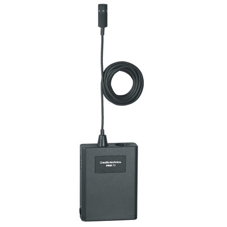 Audio-Technica PRO70 Cardioid Condenser Lavalier/Instrument Microphone, 200 Ohms Phantom Impedance