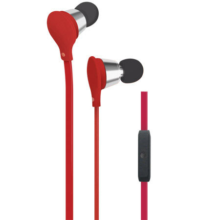 AT&T Jive Stereo Earbuds with inline Microphone, Red