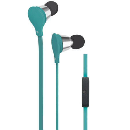 AT&T Jive Stereo Earbuds with inline Microphone, Turquoise
