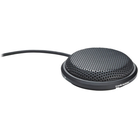 Audio-Technica U843R Three Cardioid Condenser Elements Multidirectional Boundary Microphone with Integral Power Module, Phantom Power Only, Black