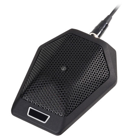Audio-Technica U891RBO Omnidirectional Condenser Boundary Microphone with Switch, RGB LED & Integral Power Module, Phantom Power Only, Black