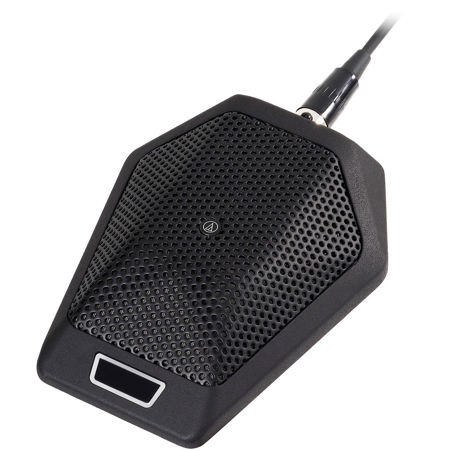 Audio-Technica U891RCB Cardioid Condenser Boundary Microphone with Local or Remote Switching, RGB LED & Integral Power Module, Phantom Power Only, Black