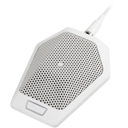 Audio-Technica U891RWB Cardioid Condenser Boundary Microphone with Switch, RGB LED & Integral Power Module, Phantom Power Only, White