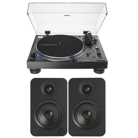 Audio-Tech ATLP140XP Direct-Drive Pro DJ Turntable Black With Kanto YU4 Speakers