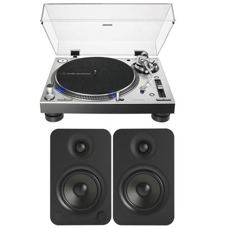 Audio-Tech ATLP140XP DirectDrive Pro DJ Turntable Silver W/Kanto YU4 Speakrs