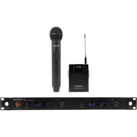 Audix Performance Series R62 Receiver with OM2 Dual-Channel Handheld Transmitter and B60 Bodypack Transmitter, Frequency Band: 522MHz - 586MHz