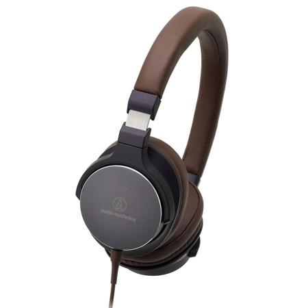 Audio-Technica ATH-SR5BK On-Ear High-Resolution Headphones with Mic, Navy/Brown