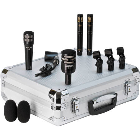 Audix DP-QUAD Drum Mic Kit, Includes i5 Snare Mics, D6 Mic, ADX51Overhead Mics, DVICE Clips, DCLIP Mic Clips, WS81C, Case