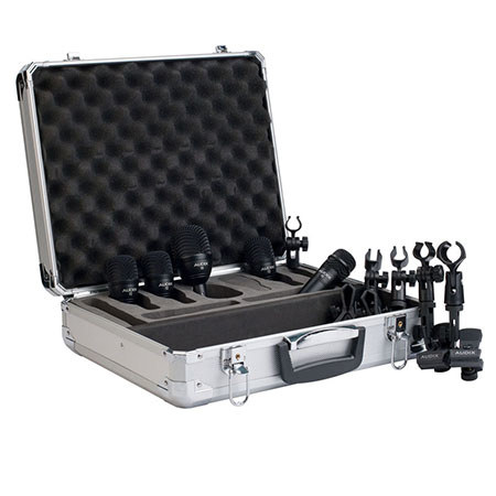 Audix FP5 Series Drum Microphone Package, Includes F2 Rack/Floor Toms Mics, F5 Snare Mic, F6 Kick Drum Mic, DCLIP/MC1 Mic Clips, Aluminum Case