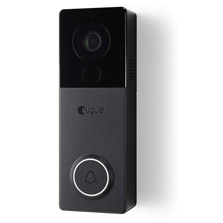 August Smart Wireless Video Doorbell Camera + Chime, Black