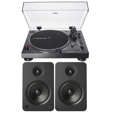 Audio-Technica ATLP120XUSB Direct-Drive Turntable Black W/Kanto YU6 Speakers