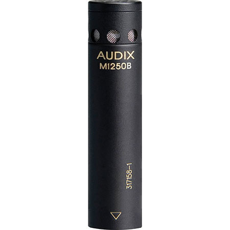Audix M1250B-O Omni-Directional Capsule Miniature Condenser Microphone with 25' Cable, 50Hz-19kHz Frequency Response, 150 Ohms, RFI Immunity, Black