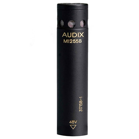 Audix M1255B-S High Output Miniature Supercardioid Condenser Microphone with 25' Cable, 50Hz-19kHz Frequency Response, 150 Ohms, RFI Immunity, Black