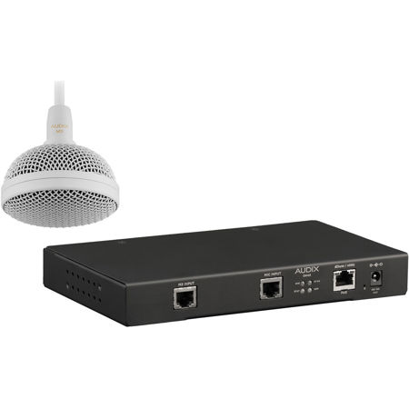 Audix M3DK Installed Sound Tri-Element Hanging Ceiling Hypercardioid Microphone Kit with DN43 Dante/AES67 Mic Interface, Gray