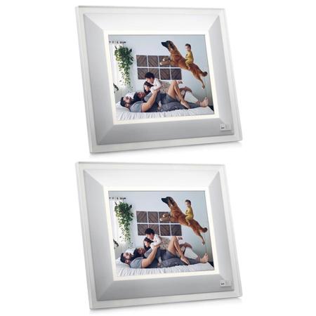 Aura Frames 2 Pack 9.7" High Resolution LED Digital Photo Frame, Quartz/Silver