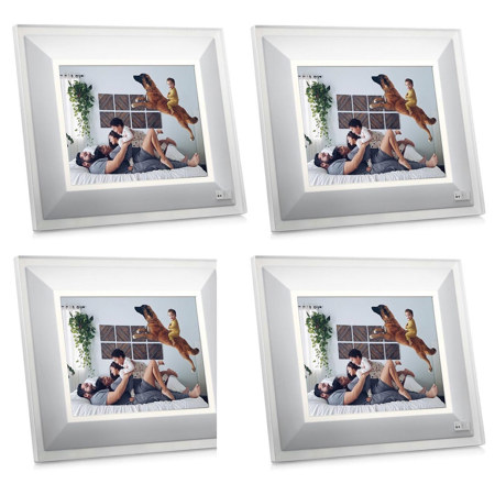 Aura Frames 4 Pack 9.7" High Resolution LED Digital Photo Frame, Quartz/Silver