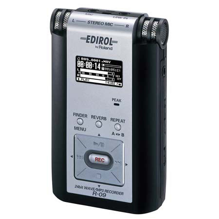 Roland R-09 24-Bit WAVE/MP3 Recorder, Black