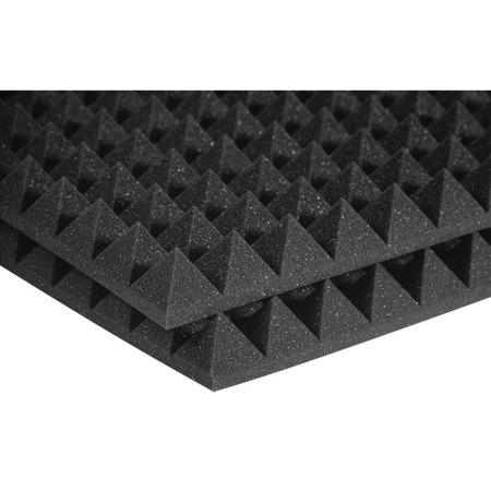 Auralex 2x24x24" Studiofoam Pyramid Absorption Panels, 12 Pieces, Charcoal