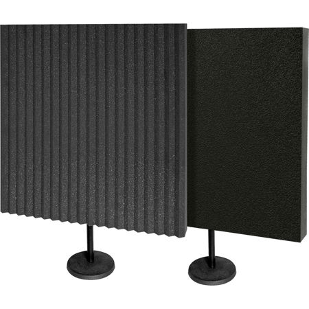 Auralex DeskMAX 2'x2'x3" Stand-Mounted Acoustic Panel with Stand, Set of 2, Charcoal