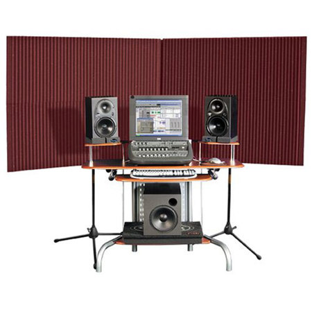 Auralex 4x (20x48x4.25") MAX-Wall 420 Mobile Acoustic Panels (Burgundy), Includes 2x MAX-Stands and 2x MAX-Wall Clamps