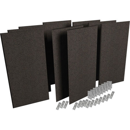 Auralex ProPanel ProKit-1 Includes 2 Mitered 2"x2'x4', 7 Beveled 2"x2'x4', 8 CTC Impaling Clips, 14 AFN Impaling Clips, Obsidian