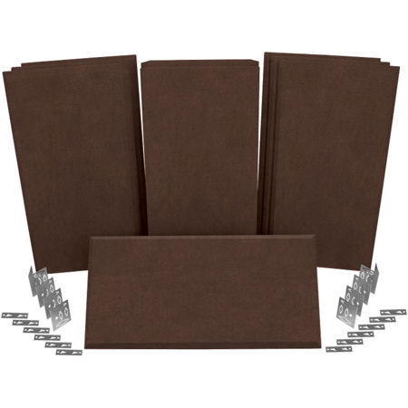 Auralex SonoSuede ProPanel ProKit-1 Includes 2 Mitered 2"x2'x4', 7 Beveled 2"x2'x4', 8 CTC Impaling Clips, 14 AFN Impaling Clips, Brown