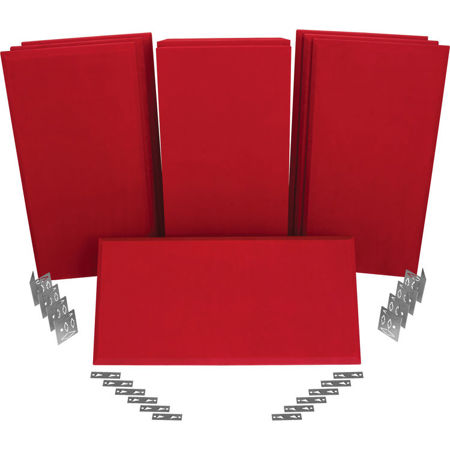 Auralex SonoSuede ProPanel ProKit-1 Includes 2 Mitered 2"x2'x4', 7 Beveled 2"x2'x4', 8 CTC Impaling Clips, 14 AFN Impaling Clips, Red