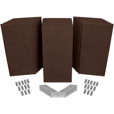 Auralex SonoSuede ProPanel ProKit-2 Includes 6 Mitered 2"x2'x4', 12 Beveled 2"x2'x4', 24 CTC Impaling Clips, 24 AFN Impaling Clips, Brown