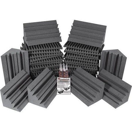 Auralex Project-2 Roominator Kit Includes 24 Studiofoam Wedge Panels 2x24x24" (Charcoal), 8 LENRD Bass Traps (Charcoal), 144 EZ-Stick Pro Tabs