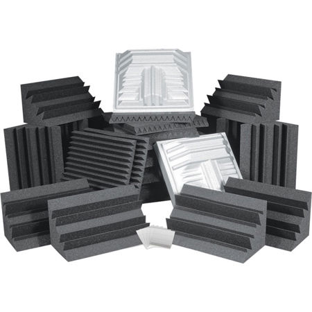 Auralex Pro Plus Roominator Kit, 36 Studiofoam Wedge Panels 2x24x24" (Charcoal), 12 LENRD Bass Traps, 8 T'Fusor Diffusors, 248 EZ-Stick Pro Tabs