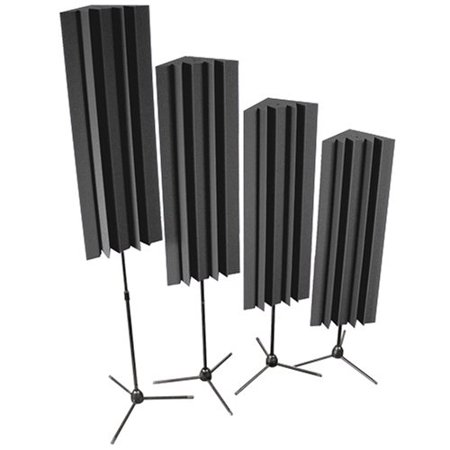 Auralex 48" Stand-Mounted LENRDs with Bass Traps and Stand, Set of 4, Charcoal Gray