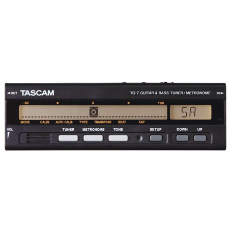 Tascam TG-7 Guitar/Bass Tuner/Metronome, Black