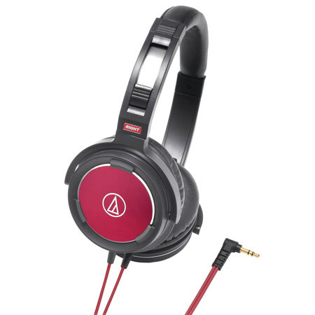 Audio-Technica ATH-WS55 Solid Bass Over-Ear Headphones, Red/Black