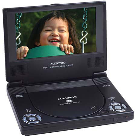 Audiovox D1788 7" Slim Line Portable DVD Player with Built-In Stereo Speakers, 16:9 TFT LCD Display
