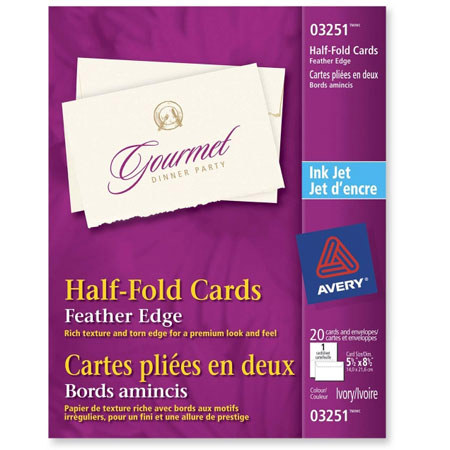 Avery Half-Fold Feather-Edge Greeting Cards f/Inkjet 5.25" x 8.5"- 20 Pack