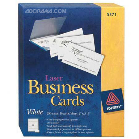 Avery Dennison Laser Perforated White Business Cards, 250 2" x 3.5" Cards #5371