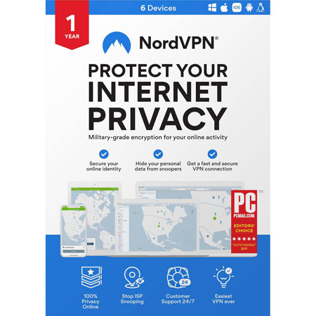 Avanquest NordVPN Security Software 1-Year Subscription for PC/Mac/iOS/Android