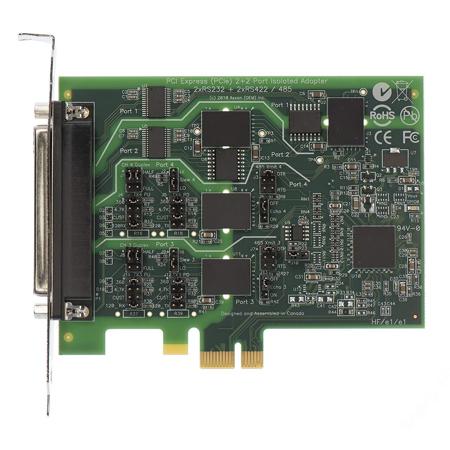 Axxon 2 Port RS232 + 2 Port RS422/RS485 PCI Express Isolated (PCIe) Serial Card Adapter with 36" Quadplex Cable (DB37M to 4x DB9M)