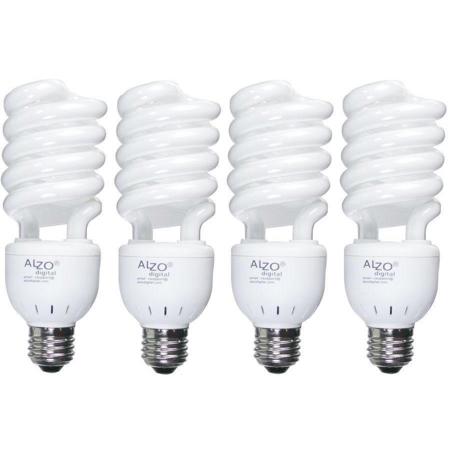 Alzo Digital 27W 120V CFL Fluorescent Photo Light Bulb, 5500K, 1300 Lumens, Pack of 4