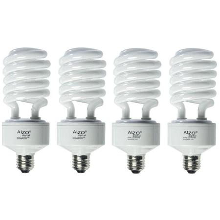 Alzo Digital 45W 220V CFL Video-Lux Photo Light Bulb, 5600K, 2800 Lumens, Pack of 4