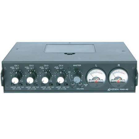 Azden FMX-42 Pro 4-Channel Microphone Field Mixer with 4 XLR Inputs.