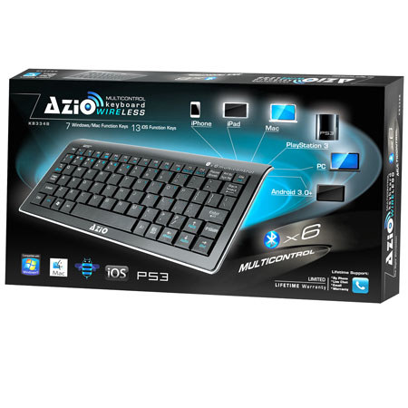 AZiO KB334B Wireless Bluetooth Mini Keyboard, 80 Normal Keys