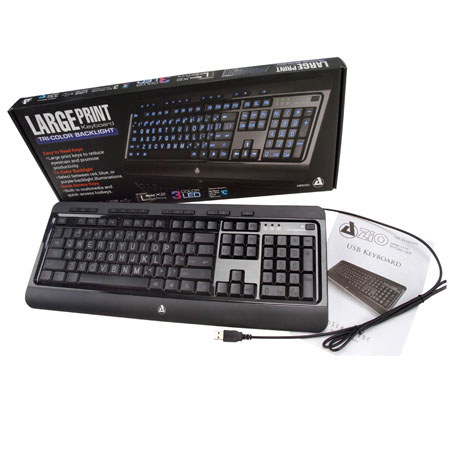 AZiO KB505U Large Print Tri-Color Backlit Keyboard