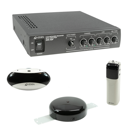 Azden IRCS-V Infrared Wireless Classroom System with IRR-40P Receiver, IRN-20 Teacher's Pendant and IRN-30 Mini Handheld Microphone/Transmitter