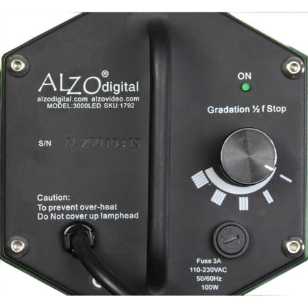 Alzo Digital 3200 High Power Daylight LED Light, 8" PAR Head, 4x Vane Barndoors