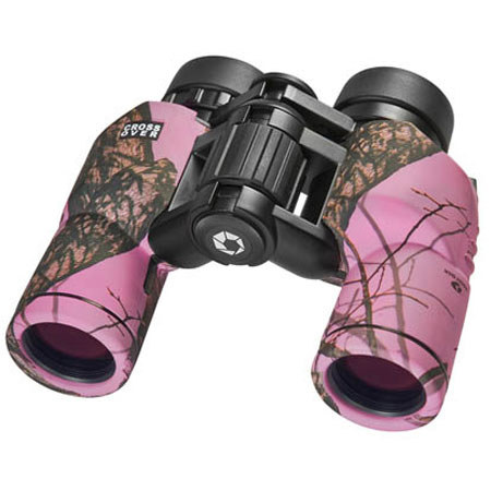 Barska 8x30 Crossover Porro Prism Binocular, 8.2 Deg Angle of View, Pink Camo